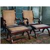 SET OF ANTIQUE RATTAN TEAK CHAIRS W/ OTTOMANS #1483692