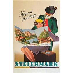 ORIGINAL 50s AUSTRIA TRAVEL POSTER  #1483725