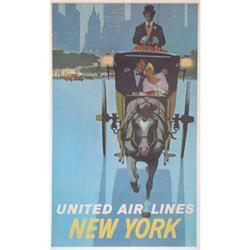 ORIGINAL 60s GALLI UNITED AIR NEW YORK POSTER #1483729