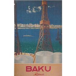 ORIGINAL 30-50 SOVIET TRAVEL POSTER/ BAKU/ OIL #1483735
