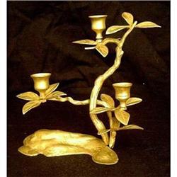 Antique Gilded Iron Candlestick #1483755