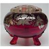 Image 1 : RUBY RUBY GLASS SILVER OVERLAY CENTER PIECE #1496469