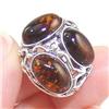 STERLING SILVER Estate BALTIC HONEY AMBER Ring #1496488