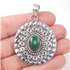 Ornate STERLING SILVER Estate MALACHITE Pendant#1496495