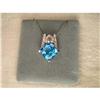 Estate 14K WG Diamond Blue Topaz Heart Pendant #1496531