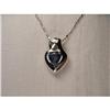 14K WG Gold Blue Topaz Diamond Heart Necklace #1496535