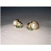 14K YG Cultured Pearl Emerald Diamond Earrings #1496538