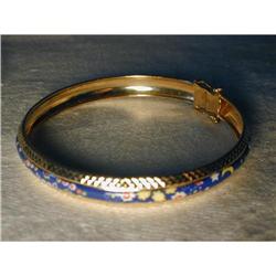 Estate 14K YG Gold Enameled Sun Moon Bangle #1496551