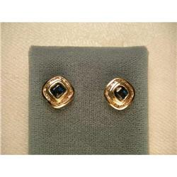 Rare 14K Gold Sapphire Channel Diamond Earrings#1496557