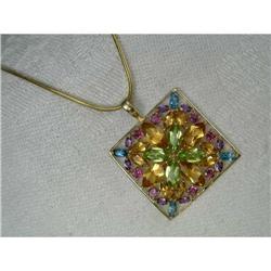 14K Citrine Peridot Amethyst Topaz Pendant #1496563