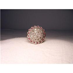 Antique 18K Pink Rose Gold Diamond Ruby Ring #1496569