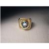 14K YG London Blue Topaz Diamond Mens Ring #1496575
