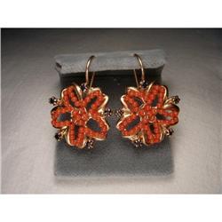 18K Pink Gold Handmade Coral Sapphire Earrings #1496576