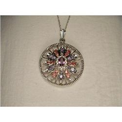 14K WG Amethyst Pink Tourmaline Diamond Pendant#1496581