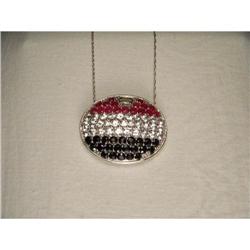 14K WG Gold Sapphire Ruby American Flag Pendant#1496582