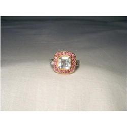 14K 2-Tone Sapphire Aquamarine Diamond Ring #1496584