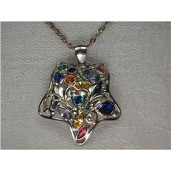 14K WG Gold Citrine Ruby Sapphire Star Pendant #1496589