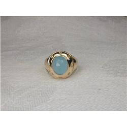 Estate 14K YG Gold Peruvian Opal Diamond Ring #1496594