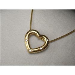 Estate 14K YG Gold Diamond Heart Pendant Slide #1496599