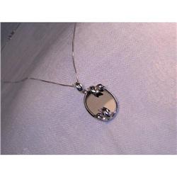 Unique Estate 14K WG Gold Diamond Onyx Necklace#1496605