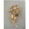 Estate 14K YG Gold Seed Pearl Diamond Brooch #1496607