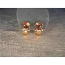 Estate 14K YG Pink Tourmaline Diamond Earrings #1496611