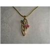 Image 1 : 14K Gold Ruby Tsavorite Floral Lily Pendant #1496614