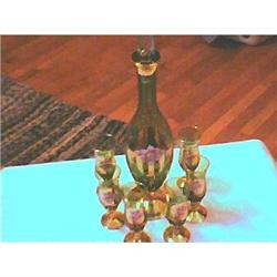 Vintage.Gilded Murano Art Glass Decanter Set #1496620