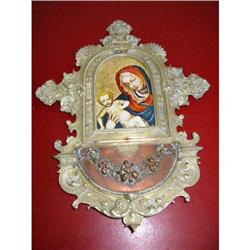 Religious Bronze/ Brass gild Mother & Child #1496624