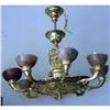 Image 1 : Alabaster & Bronze 8 arn chandelier #1496713