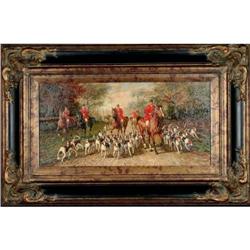 Hunting Day - by Ferdinand Rossignol - Oil on #1496761