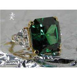 RHJ Simulated Emerald ( YAG) Ring w/ CZ #1496777