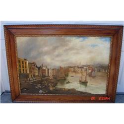 EUROPEAN ITALIAN SCENE OF DOCK WITH BOATS #1496841