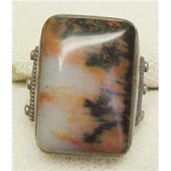 ANTIQUE SILVER & MOSS AGATE  RING #1496858
