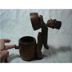 Hand Carved Gentleman on Barrel  #1496884