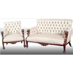 Griffin Mahogany Settee & Arm chair  #1496946