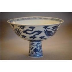 Blue  and  white  porcelain  stem  cup #1496959