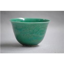 Chinese  green  glazed  porcelain  wine  cup  #1496962