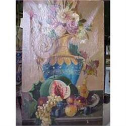 ANTIQUE STILL LIFE WITH FRUIT OIL PAINTING #1497102