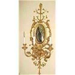 Pair of Giltwood Mirrored Sconces  #1497110
