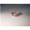 Image 1 : 14K WG Ruby Diamond Filigree Heart Band Ring #1497406