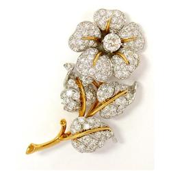 Diamond and gold flower Brooch signed Chaumet #1497518