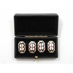 Art Deco 14Kt Gold Enameled Cufflinks #1497532