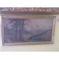 WILDLIFE FOREST SCENE   OIL PAINTING 1890s #1497681