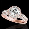 Image 1 : 1.8 ctw Certified Diamond Solitaire Halo Ring 10k Rose Gold - REF-218K2Y