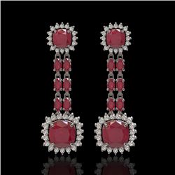 19.88 ctw Ruby & Diamond Earrings 14K White Gold - REF-336X4A