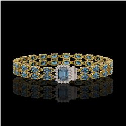 17.34 ctw London Topaz & Diamond Bracelet 14K Yellow Gold - REF-236G4W