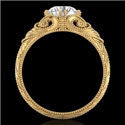 1 ctw VS/SI Diamond Solitaire Art Deco Ring 18k Yellow Gold - REF-315X2A