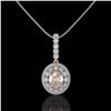Image 2 : 3.92 ctw Morganite & Diamond Victorian Necklace 14K White Gold - REF-167Y5X