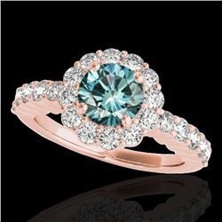 1.75 ctw SI Certified Fancy Blue Diamond Halo Ring 10k Rose Gold - REF-163H6R